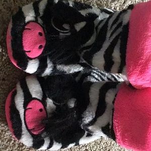 Zebra bootie slippers